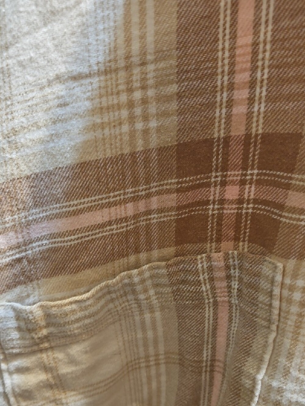 Old Navy Cream, Pink and Tan Plaid Button-Down Shirt - Picture 9 of 10